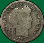 1893-S Barber Dime Good G Coin, Slightly Bent #38552