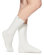 UGG L13925 Women's 1-Pair White Leda Cozy Knit Crew Socks Size 5-10
