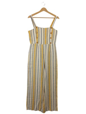 FOREVER 21 Jumpsuit Damen Hose Gr. DE 40 hellorange-wollweiß-blau Elegant