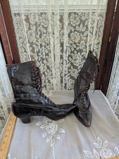 Vintage Victorian Brown Leather Lace Up Boots Shoes Lot 5