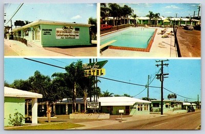 Vintage Florida Postcard SANFORD MarLou Motel Pool  Bar 1960s