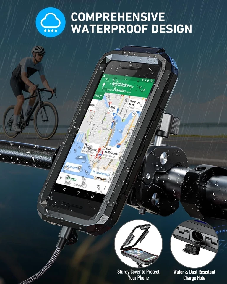 Waterproof 360° Rotation Motorbike Phone Holder for 5.5" to 7.0" Devices - Image 4 of 4