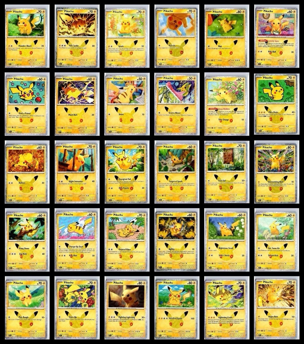 30th anniversary pikachu 1-30 Pick your card (All 1.75 except Pikachu 18/30)