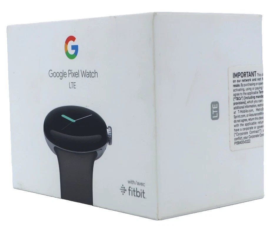 Google Pixel Watch LTE 41mm Silver Stainless Steel Case Charcoal Band NEW! - Image 2 of 3