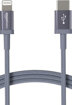 Amazon Basics USB-C to Light-ning Cable MFi PD Nylon Braided 6ft Dark Gray