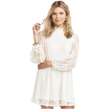 Show Me Your Mumu Frances Mini Dress, Flower Chain Lace, Long Sleeve, Size XL