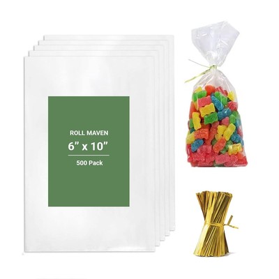 Large Cello Bags 500 Pieces 6x10 Inches Clear Basket Bags OPP Plastic Celloph