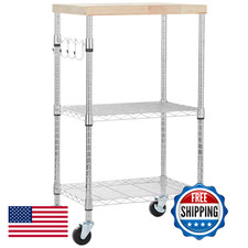 Amazon Basics 3-Tier Kitchen Storage Rack with Caster Wheels, Adjustable Shelves