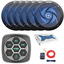 Metra Marine for 3-Zone Controller, 6x 6'' 240W Blue LED Speaker, Amplifier, Kit