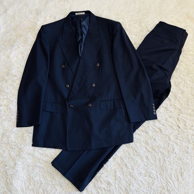 Vintage Givenchy Double Suit Navy Mohair Blend Coming of Age Ceremony L