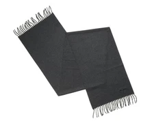 Kiton $2,350 NWT Solid Dark Gray 100% Zibellino Cashmere Fringe Scarf 72"X14"