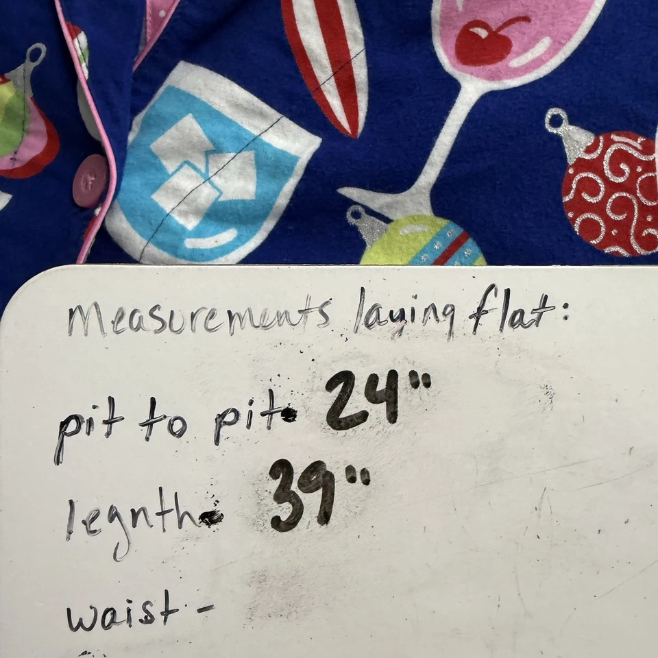 Nick and Nora 夜间衬衫礼服 XL 蓝色圣诞马提尼法兰绒口袋 — 第 4/4 张图片