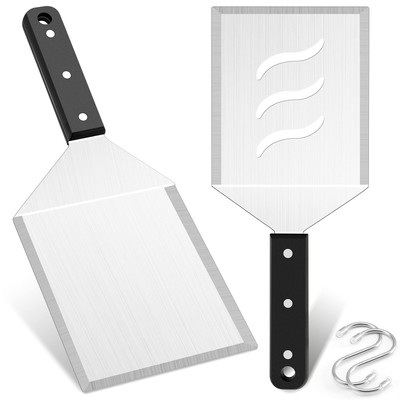 Metal Burger Spatula 2PCS, Heavy Duty Stainless Steel Griddle Hamburger Spatu...
