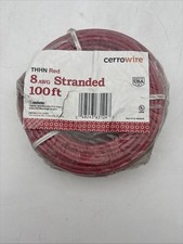 Cerro Wire 8 AWG THHN Stranded Copper Wire Red 100 ft 600V UL Listed Made in USA