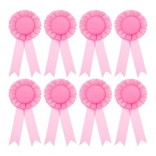 8Pcs Blank Award Ribbon, 6" x 3" Participation Badge Ribbons , Pink