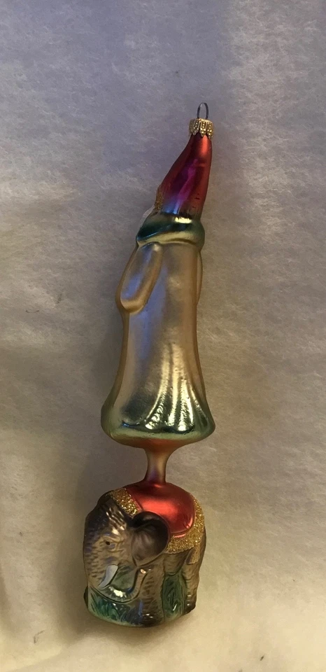 Christbaumschmuck Merlin auf Elefant selten LAUSCHA GLAS 90er 21cm 295 - Bild 4 von 4