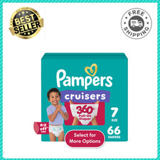 Pampers Cruisers 360 Pull-On Baby Diapers, Size 7, 66 Count, 41 lbs, Disposable