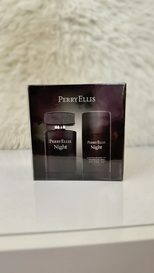 Juego Night By Perry Ellis para hombre: EDT 3,4 oz + barra desodorante 2,75 oz (sellado) Foto 2 de 2