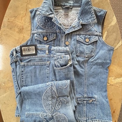 Bogner  Jeansanzug/ Weste,Hose aufwendig bestickt Gr. 36 Denim