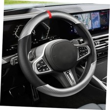 Carbon Fiber Car Steering Wheel Cover, Universal 15 inch Black/Silver