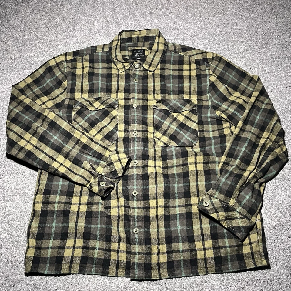 Billabong Shirt Mens 2XL Plaid Flannel Hemp Button Up Long Sleeve Adventure - Image 2 of 4