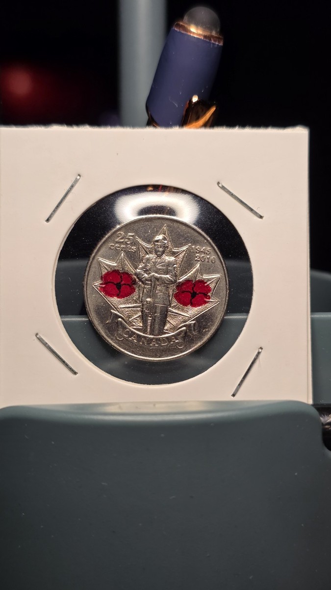 2010 Canadian Quarter - 0.25$ - Poppy Quarter With Excellent 2010 Canadian Quarter - 0.25$ - Poppy Quarter With Excellent
