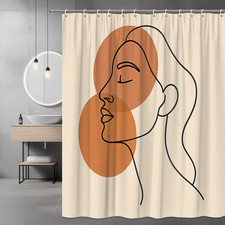 Modern Abstract Face Shower Curtain - Minimalist Line Art