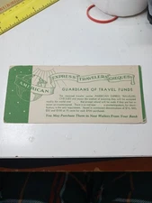 Vintage American Express Travelers Cheques Advertising Card Single-Sided
