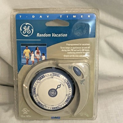 Random Vacation 7 Day Timer GE Light Non-Digital Easy to SET  Home Security P30