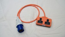 GENERATOR FLY LEAD 16 amp PLUG TO 13 amp TWIN SOCKET VARIOUS LENGTHS