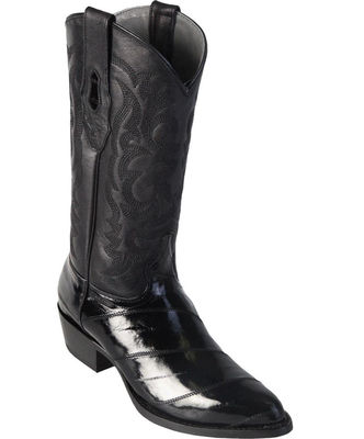 LOS ALTOS MEN BLACK GENUINE EEL ROUND TOE WESTERN COWBOY BOOT D WIDTH 650805