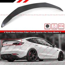 For 2017-2023 Tesla Model 3 V Style Sport Carbon Fiber Trunk Lid Spoiler Wing