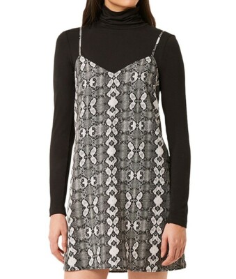 French Connection Snake-Print Slip Dress - Grey Snake