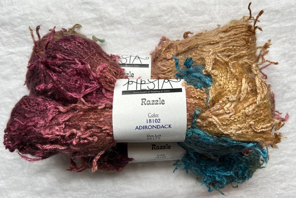 RARE! Fiesta RAZZLE 6 Skeins Color: "Adirondack" Mohair Silk Cotton 2 dyelots - Image 4 of 4