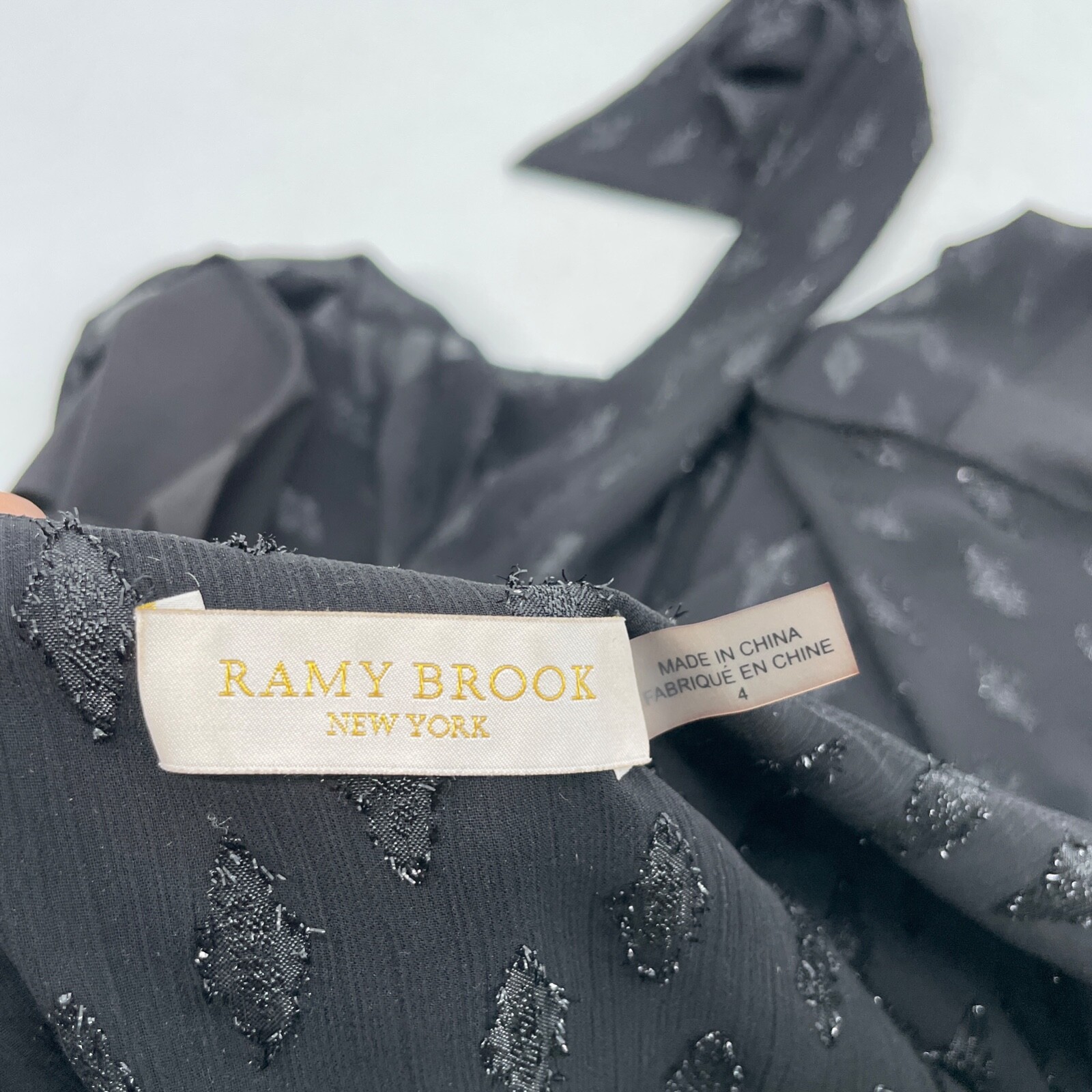 Ramy Brook womens size 4 Black Julie Midi Wrap Dress long sleeve lined thumbnail 5