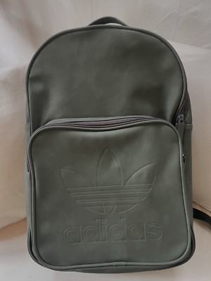 NEU Adidas Rucksack Damen Herren unisex Lederoptik Lederimitat khaki grün  Logo