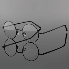 Vintage Round Spring Hinges Black Reading Glasses Full Rim Men Women +100 +150