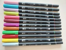 TOMBOW lot of 12 Acid free and Waterbased markers (loose) cardmaking scrapbook