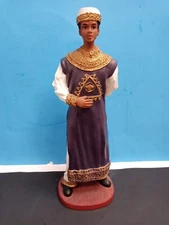 African Prince Groom Man With Purple And Golden Traditional Robe Figurine 13"