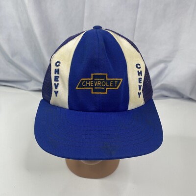 Vintage Young An Snapback Chevy Chevrolet Blue Trucker Hat