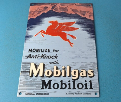 #ad #ad Vintage Mobil Gasoline Sign Pegasus Porcelain Motor Oil Gas Pump Sign $133.37