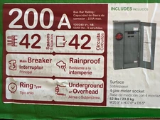 Square D Homeline SC42M200PS 200 Amp 42-Space 42-Circuit Ring Type Solar Ready