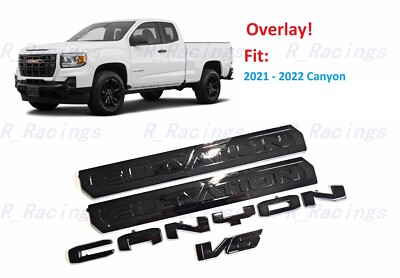 Overlay 4PCS Gloss black Door Rear Elevation Canyon V6 Emblems 2021-2022 Canyon