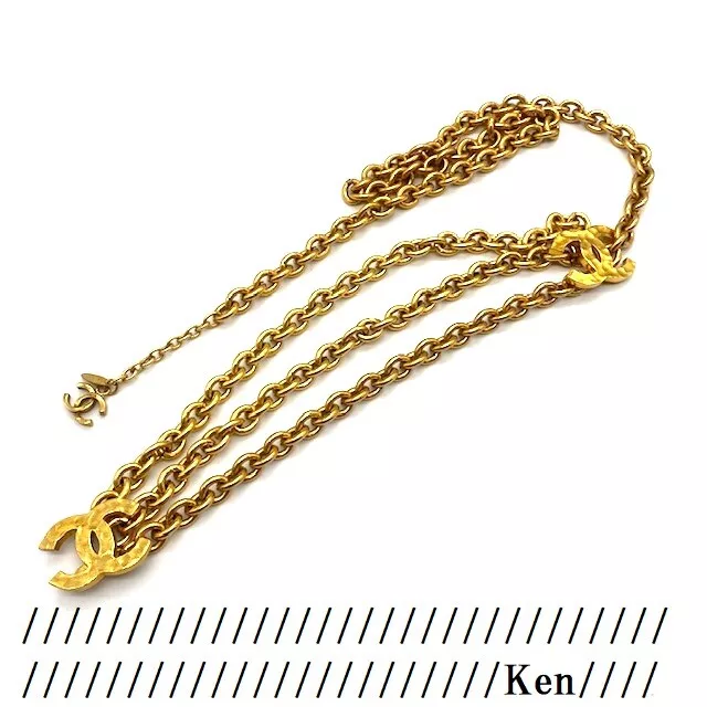 CHANEL Belt Chain AUTH Coco Mark Vintage Rare Logo CC 3 Gold Triple L76cm F S