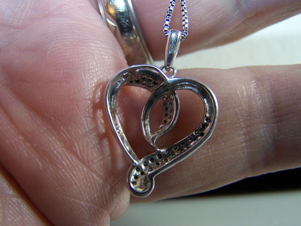 vintage delivery ハートネックレス Suzy Levian Blue Cubic Zirconia Golden Sterling Silver Heart