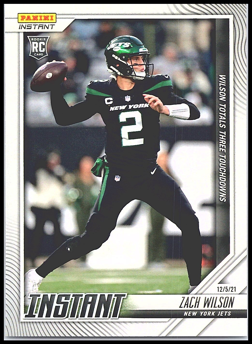 2021 Panini Instant NFL #124 Zach Wilson Rookie Card Collectible