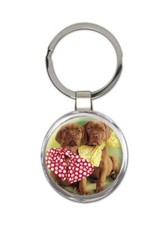 Dogs : Gift Round Keychain Pet Animal Puppy Cute Funny Bow Tie Canine Pets