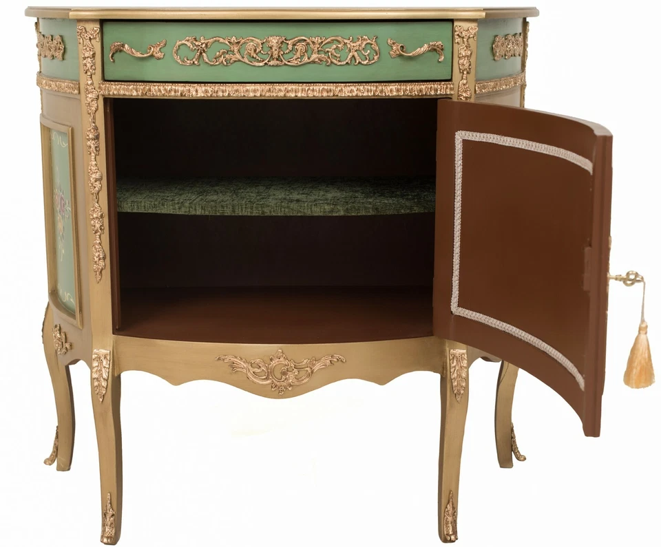Cómoda rosa antigua dorada verde Buffet curvado B038/38 3/16x18 1/2x35 3/8 pulgadas Foto 4 de 4