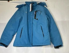 Womens MED Ski Jacket Parka Aqua Waterproof Hooded Insulated Winter Hiking