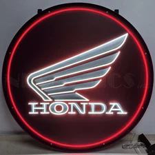 Fully Licensed Honda Wings 36 Inch Round Neon Sign In Steel Can
